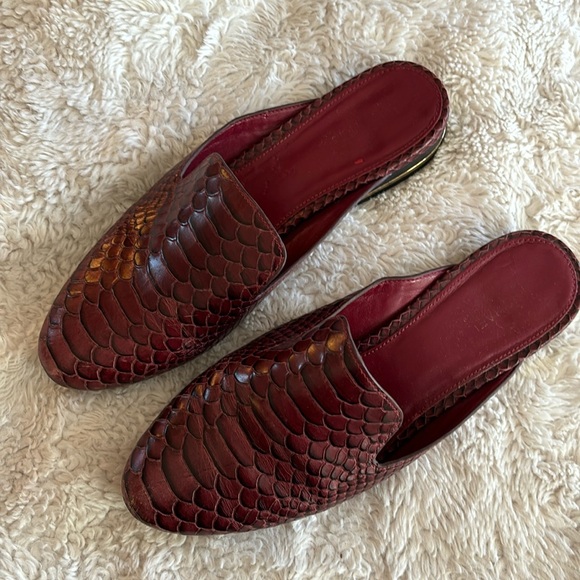 Michael Kors burgundy Natasha snake print mules - Picture 2 of 7